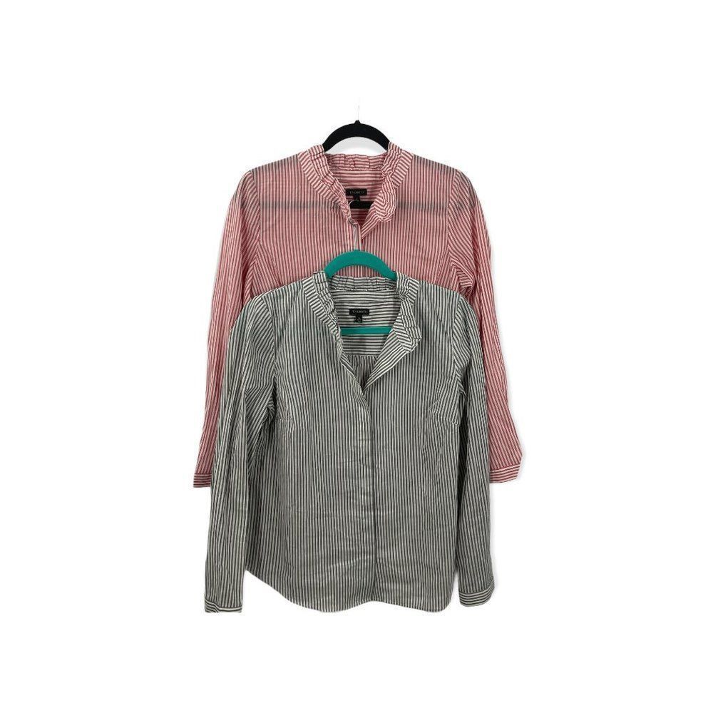 Talbots Cotton Button Down Stripe Lightweight Bun… - image 1